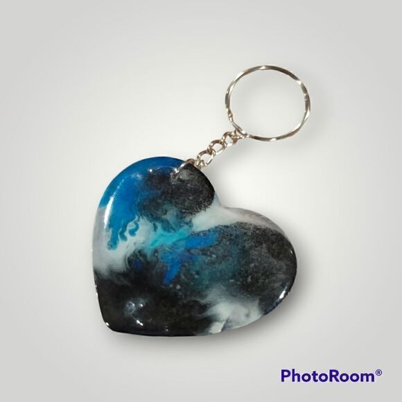 Ellise Blue Ink Heart Keychain (Z169) - Picture 9 of 10